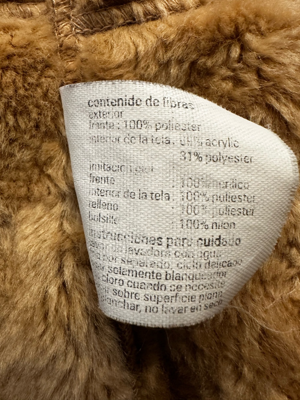 ESPRIT Tan Patterned Faux Shearling Jacket - Picture 6 of 6